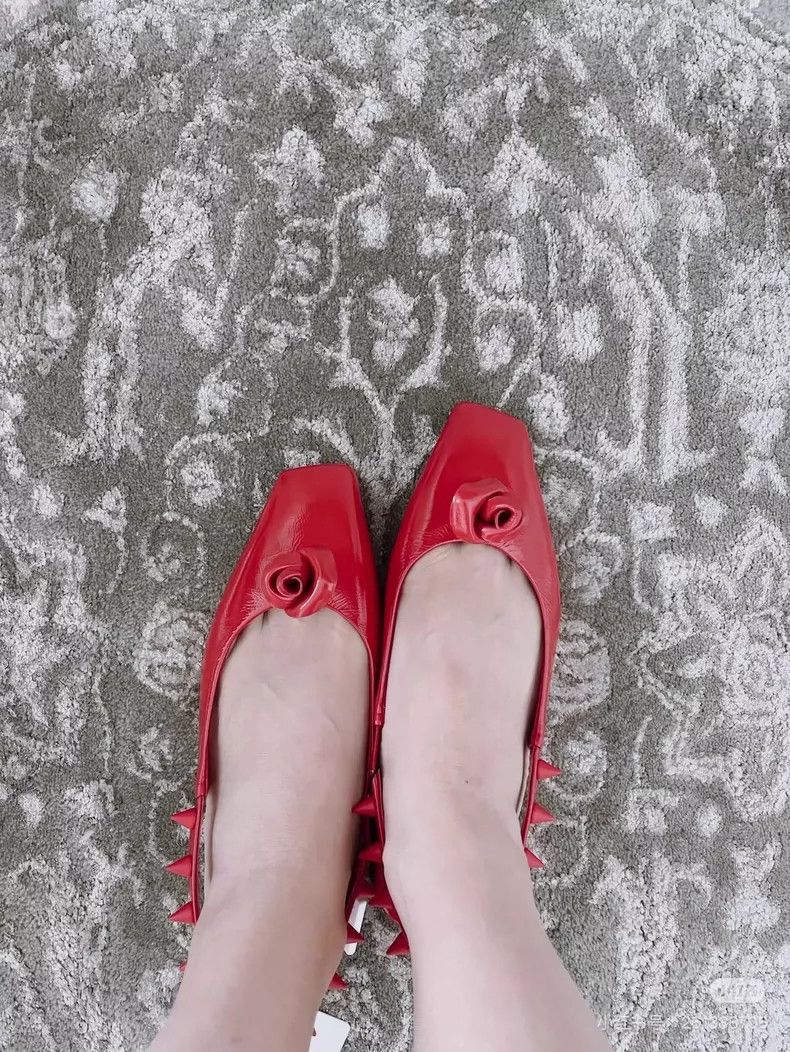 Dior Dior Red Flat Shoes with Flower Detail Size US 6 / IT 36 - 8 Thumbnail