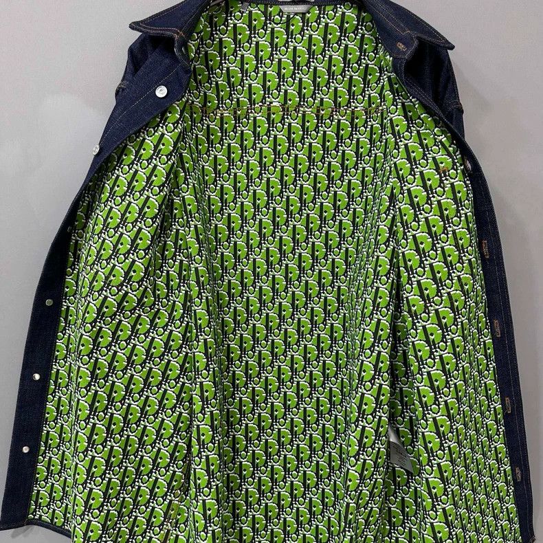 Dior Denim Jacket with Green Interior Print Size US M / EU 48-50 / 2 - 6 Thumbnail
