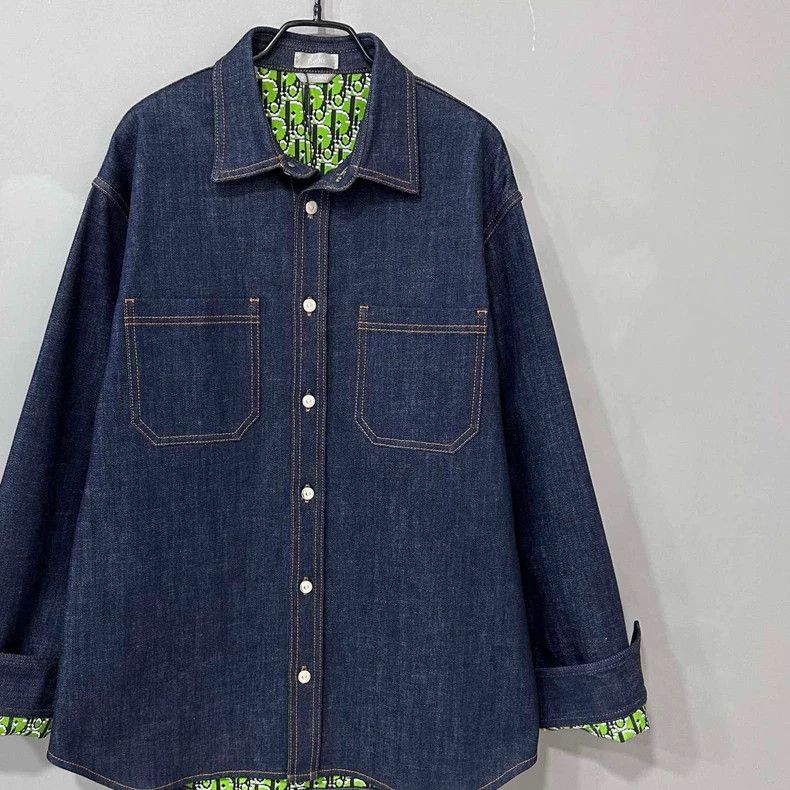 Dior Denim Jacket with Green Interior Print Size US M / EU 48-50 / 2 - 2 Thumbnail