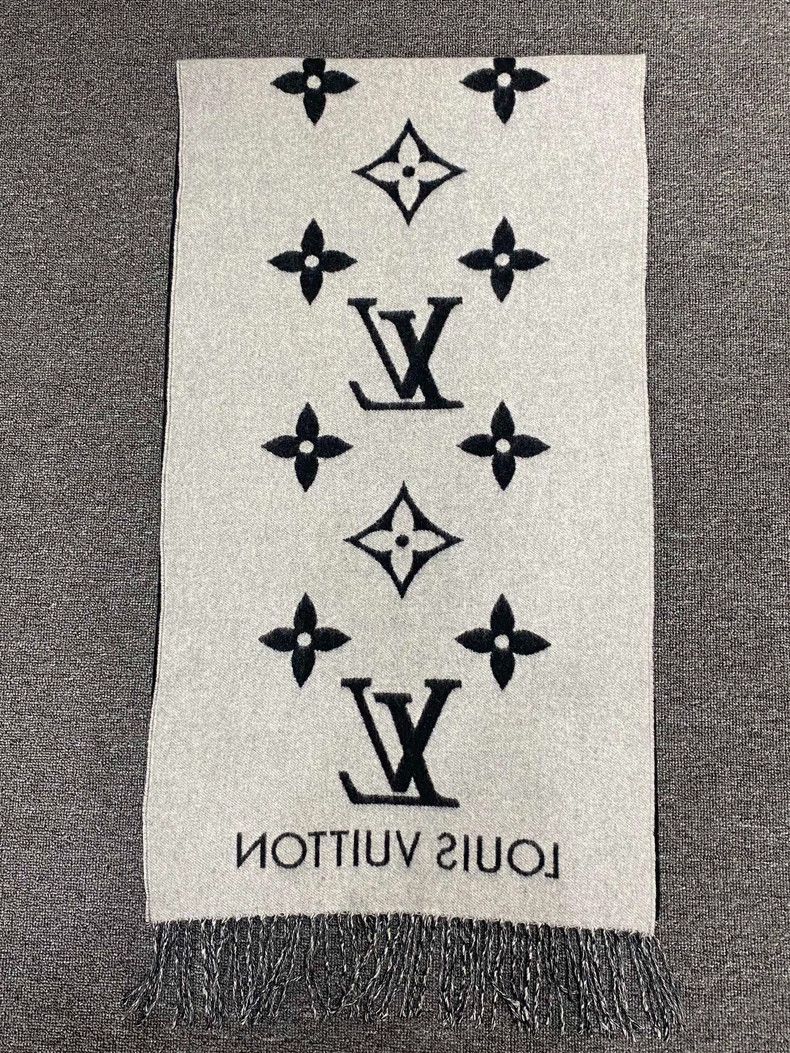 Louis Vuitton Black and Gray Cashmere Scarf Size ONE SIZE - 4 Thumbnail