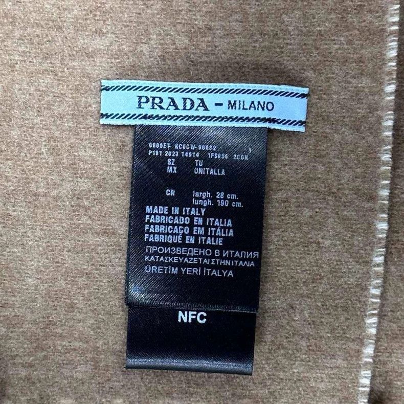 Prada Beige triangle logo scarf by PRADA Size ONE SIZE - 6 Thumbnail