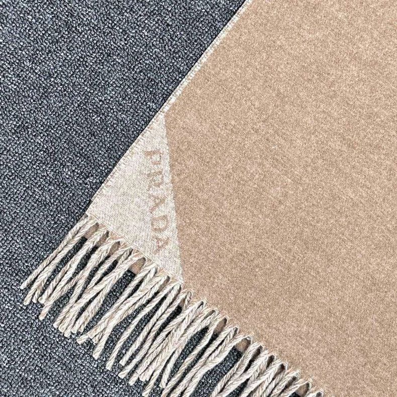 Prada Beige triangle logo scarf by PRADA Size ONE SIZE - 3 Thumbnail