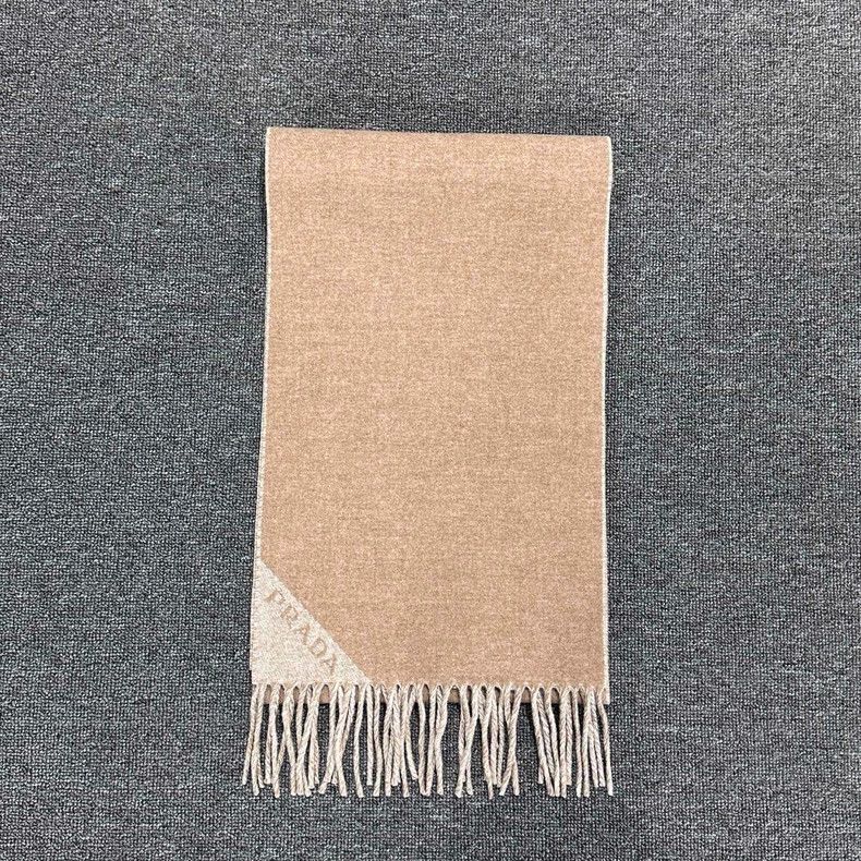 Prada Beige triangle logo scarf by PRADA Size ONE SIZE - 4 Thumbnail