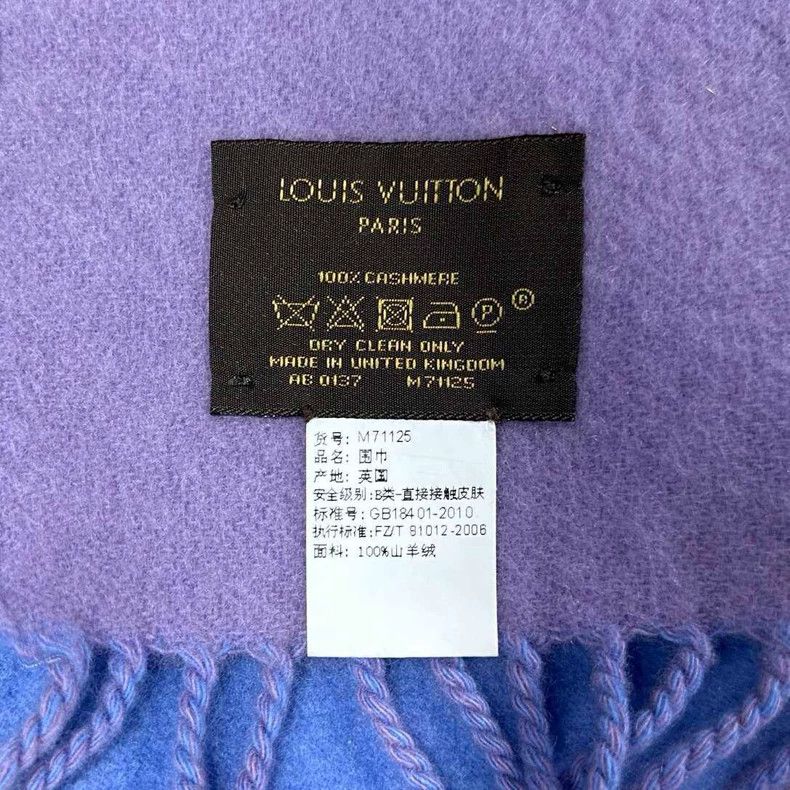 Louis Vuitton Blue Purple Cashmere Scarf Louis Vuitton Size ONE SIZE - 4 Thumbnail