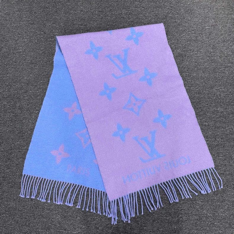 Louis Vuitton Blue Purple Cashmere Scarf Louis Vuitton Size ONE SIZE - 3 Thumbnail