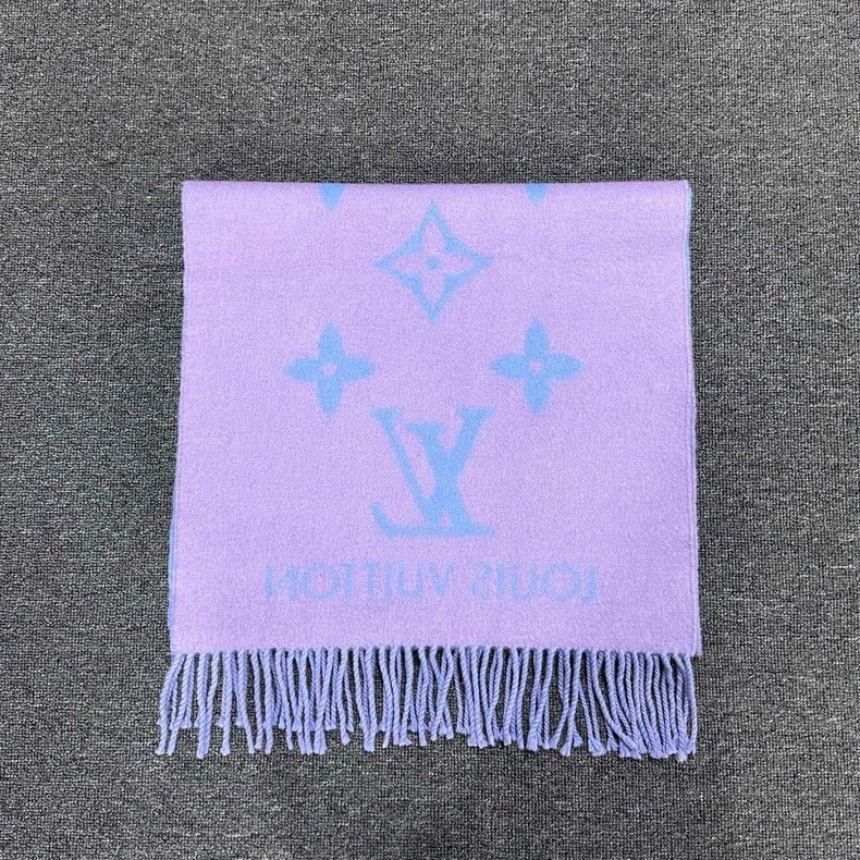 Louis Vuitton Blue Purple Cashmere Scarf Louis Vuitton Size ONE SIZE - 2 Thumbnail
