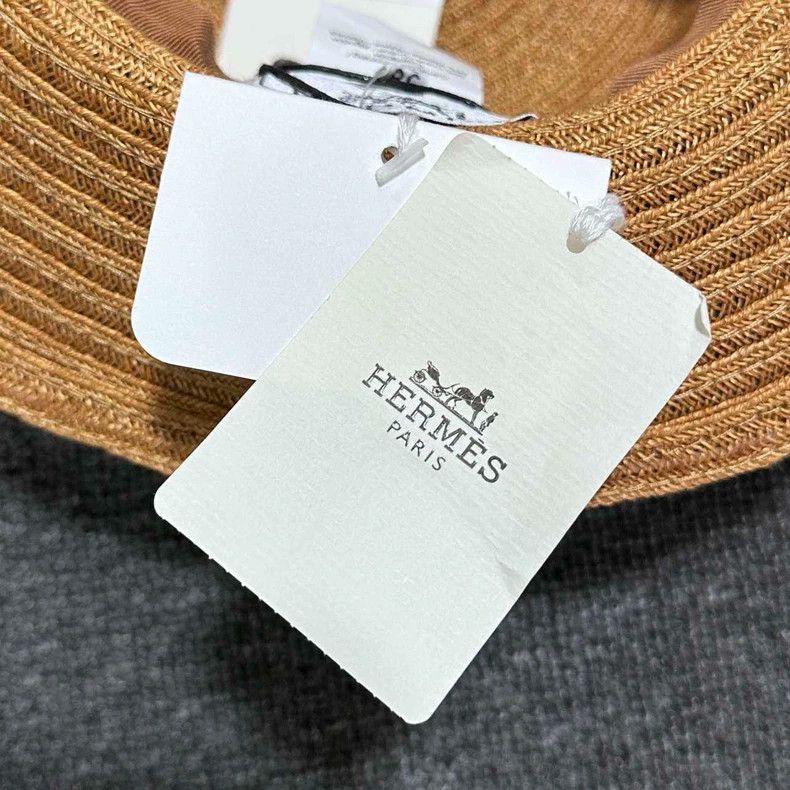 Hermes Embroidered Logo Woven Straw Hat Hermès Size ONE SIZE - 6 Thumbnail