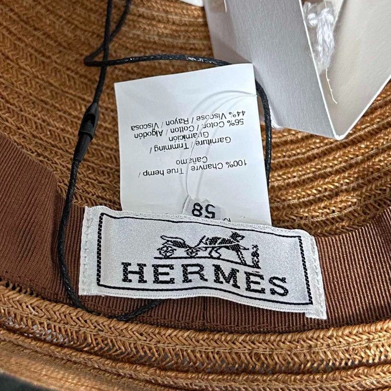 Hermes Embroidered Logo Woven Straw Hat Hermès Size ONE SIZE - 5 Thumbnail