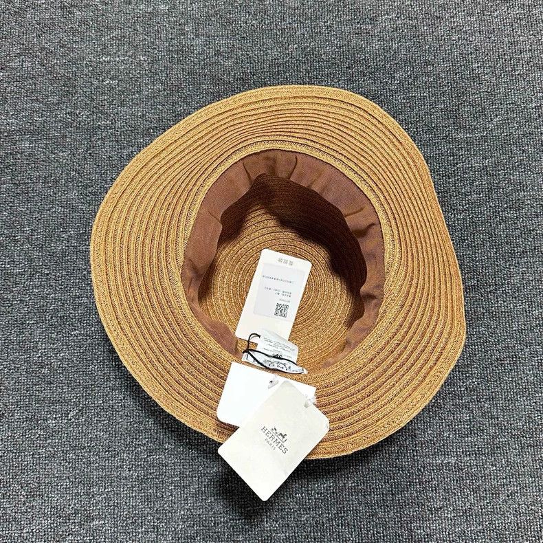 Hermes Embroidered Logo Woven Straw Hat Hermès Size ONE SIZE - 3 Thumbnail