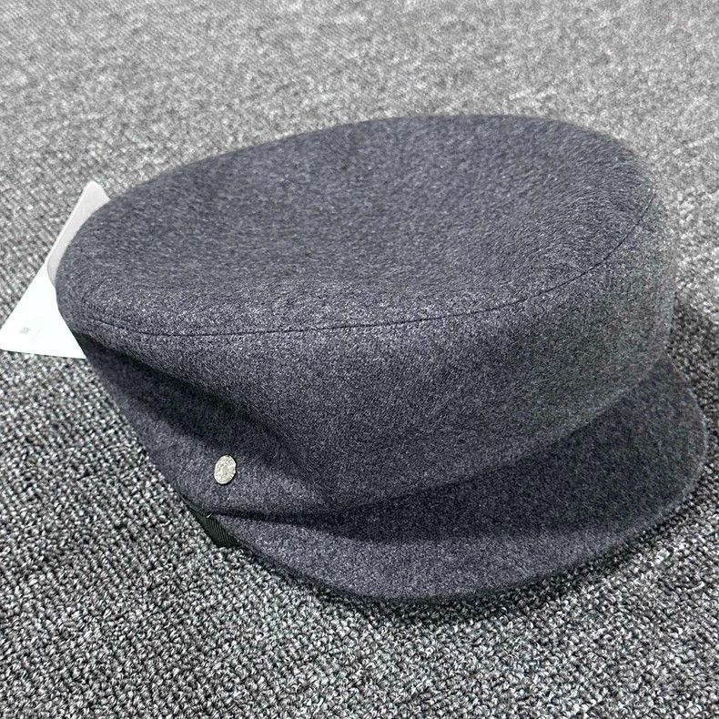 Hermes Gray Logo Cashmere Hat by HERMES Size ONE SIZE - 2 Thumbnail