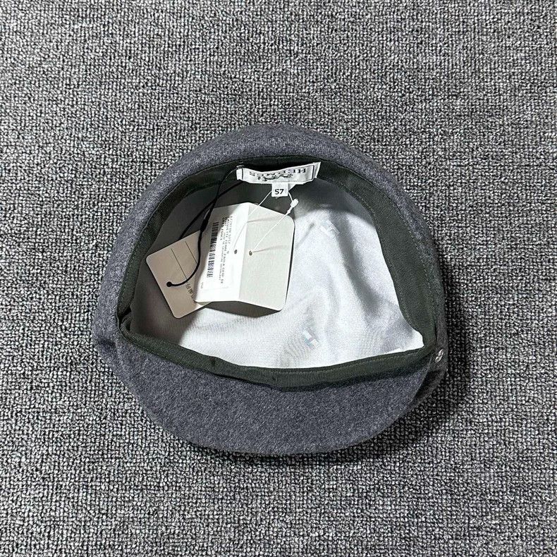 Hermes Gray Logo Cashmere Hat by HERMES Size ONE SIZE - 4 Thumbnail