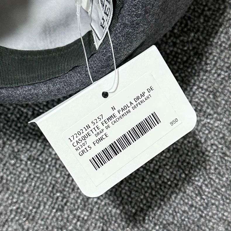 Hermes Gray Logo Cashmere Hat by HERMES Size ONE SIZE - 6 Thumbnail