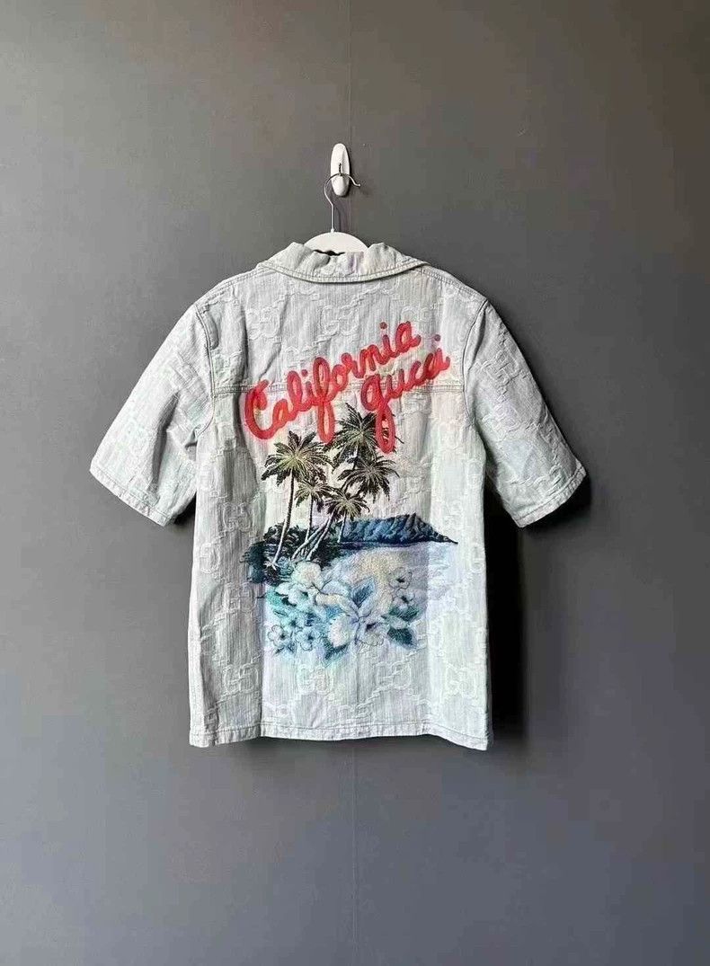 Gucci Gucci Denim Shirt with Logo Print Size US M / EU 48-50 / 2 - 2 Thumbnail