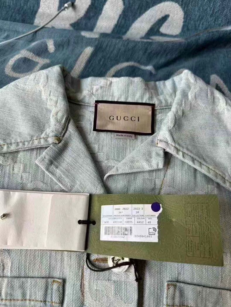 Gucci Gucci Denim Shirt with Logo Print Size US M / EU 48-50 / 2 - 3 Thumbnail
