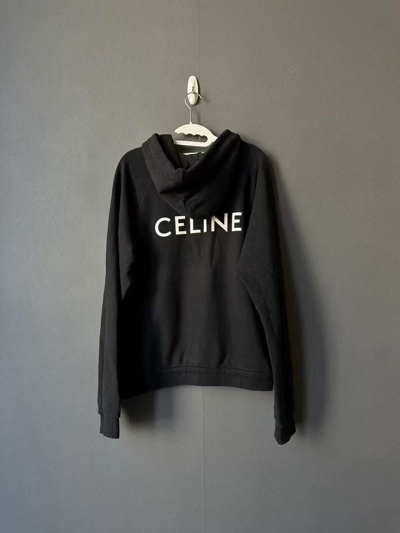 Celine Celine Logo Black Hoodie Size XL Size US XL / EU 56 / 4 - 2 Thumbnail