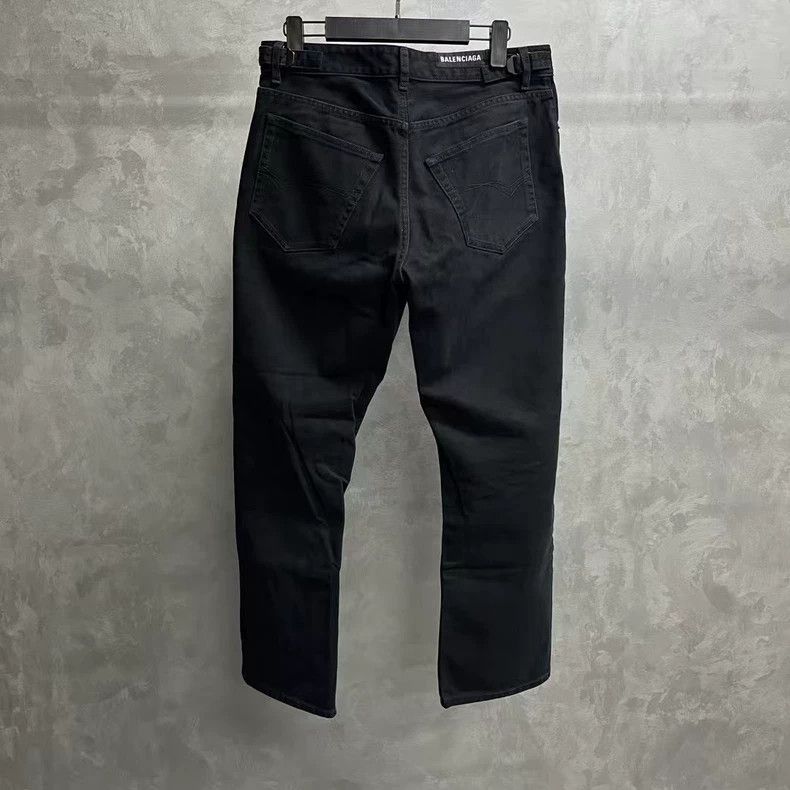Balenciaga Black Wide Leg Denim Pants by Balenciaga Size US 26 / EU 42 - 2 Thumbnail