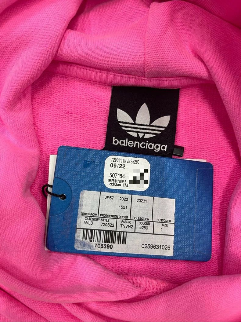 Balenciaga Balenciaga x adidas Pink Hooded Sweatshirt Size US M / EU 48-50 / 2 - 5 Thumbnail