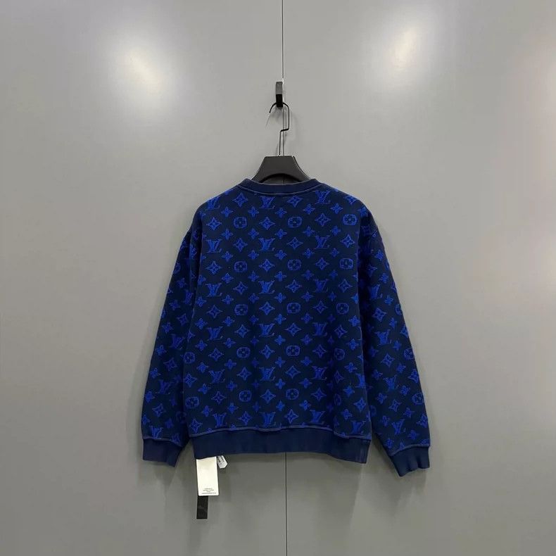 Louis Vuitton Louis Vuitton Blue Velvet Logo Sweatshirt Size US M / EU 48-50 / 2 - 2 Thumbnail