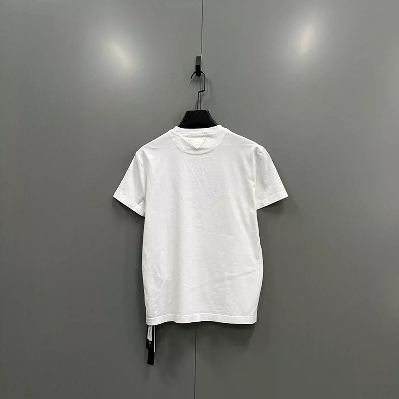 Prada PRADA White Triangle Logo Short Sleeve T-shirt Size US M / EU 48-50 / 2 - 2 Thumbnail