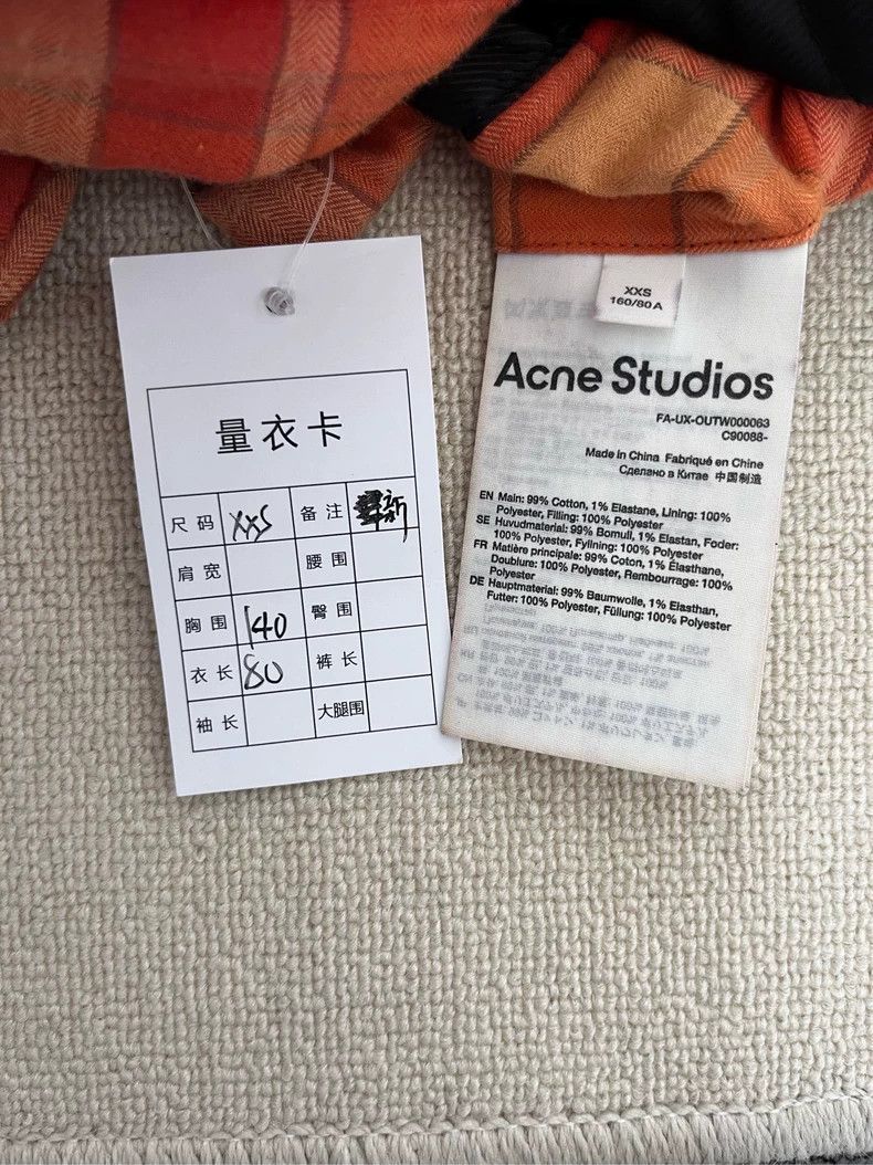 Acne Studios Acne Studios Orange Checkered Cotton Jacket Size US XXS / EU 40 - 7 Thumbnail