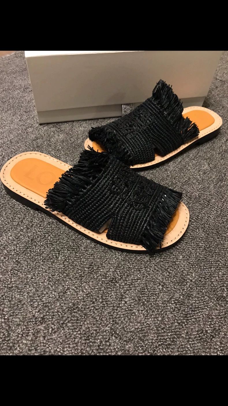 Loewe Loewe Women's Black Woven Slide Sandals Size US 7.5 / EU 40-41 - 4 Thumbnail