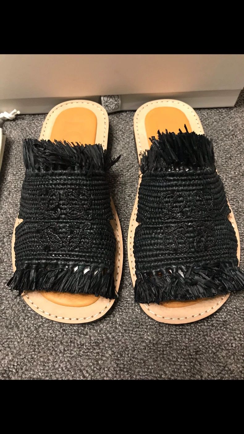 Loewe Loewe Women's Black Woven Slide Sandals Size US 7.5 / EU 40-41 - 2 Thumbnail
