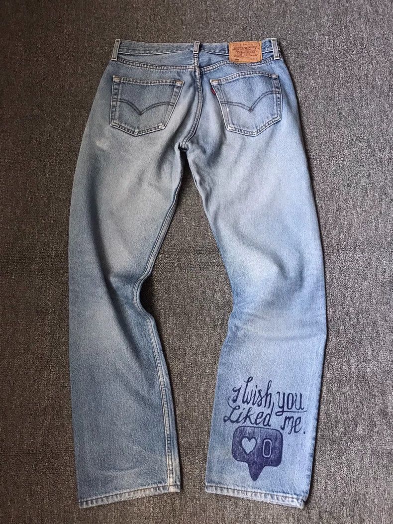 Balenciaga Designer Denim Pants with Unique Graffiti Design Size US 38 / EU 54 - 2 Thumbnail