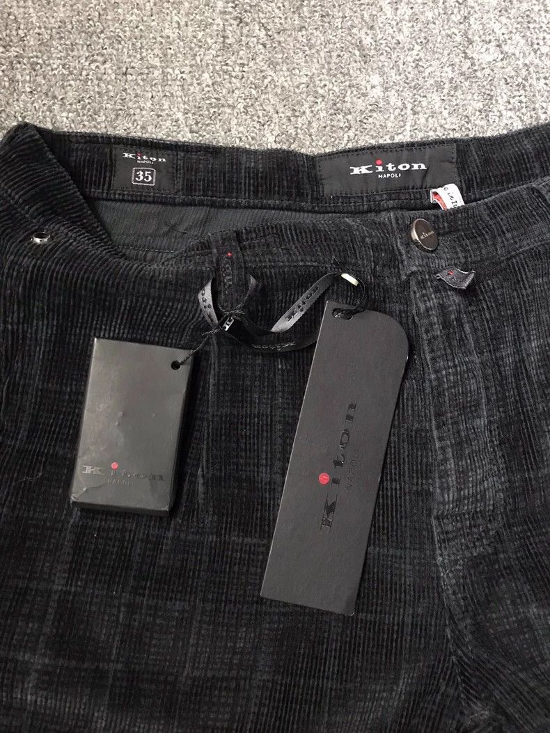 Ermenegildo Zegna Kiton Black Gray Patterned Casual Pants Size US 35 - 2 Thumbnail