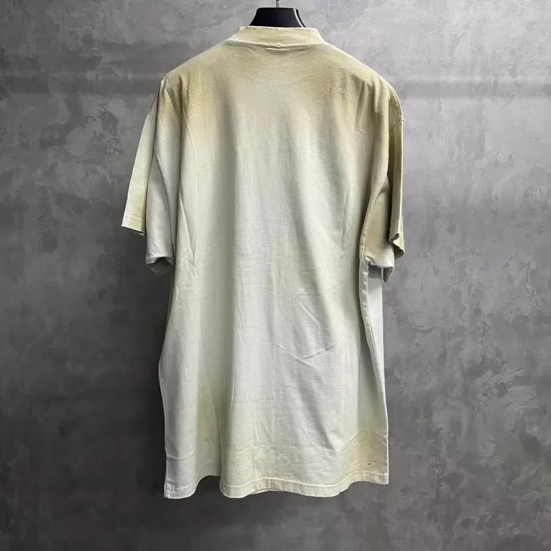 Balenciaga Balenciaga Beige Letter Embroidered Short Sleeve T-shirt Size US M / EU 48-50 / 2 - 2 Thumbnail
