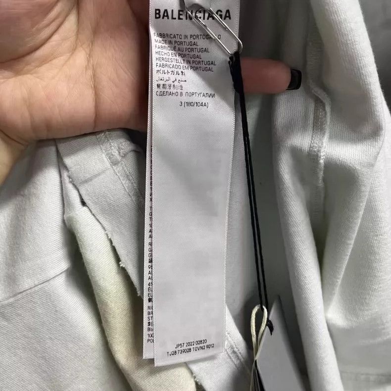 Balenciaga Balenciaga Beige Letter Embroidered Short Sleeve T-shirt Size US M / EU 48-50 / 2 - 4 Thumbnail