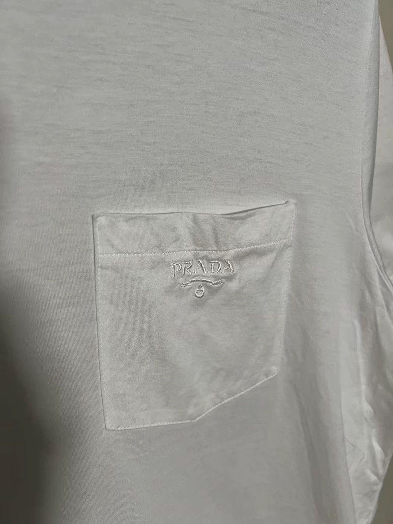 Prada White Embroidered Logo Short Sleeve T-Shirt Size US XL / EU 56 / 4 - 2 Thumbnail