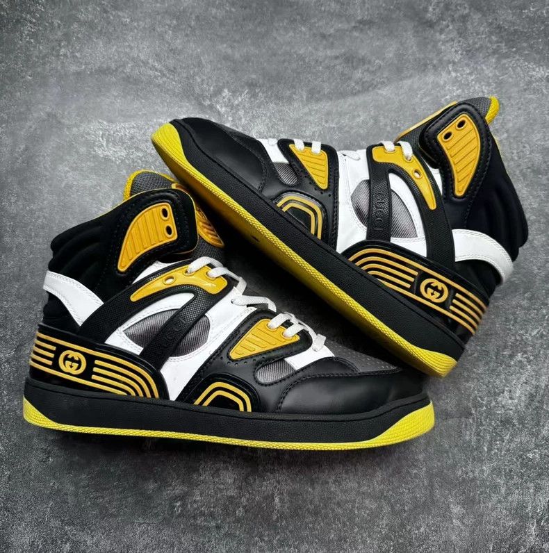 Gucci GUCCI Basket Series Black Yellow High Top Sneakers Size US 8.5 / EU 41-42 - 5 Thumbnail