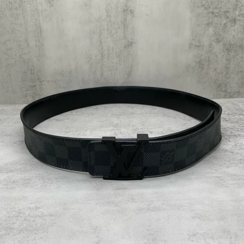 Louis Vuitton Black Checkered Pattern Leather Belt Size ONE SIZE - 2 Thumbnail