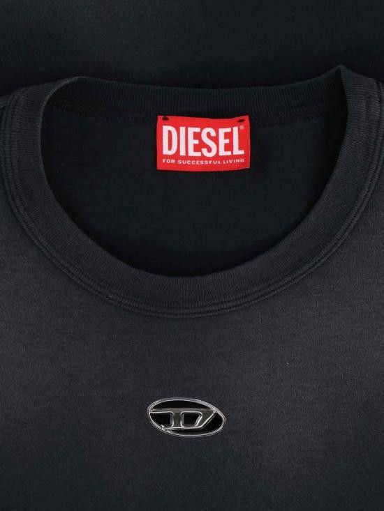 Tシャツ・カットソー DIESEL Men T-shirt Black A196300CHBI 9XXA Men's Faded T-shirt with cut-out Oval D | Black | Diesel