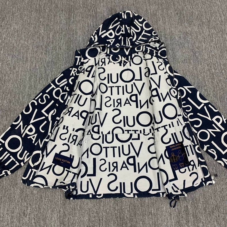 Louis Vuitton Blue Hooded Logo Print Sweatshirt Size US XL / EU 56 / 4 - 6 Thumbnail