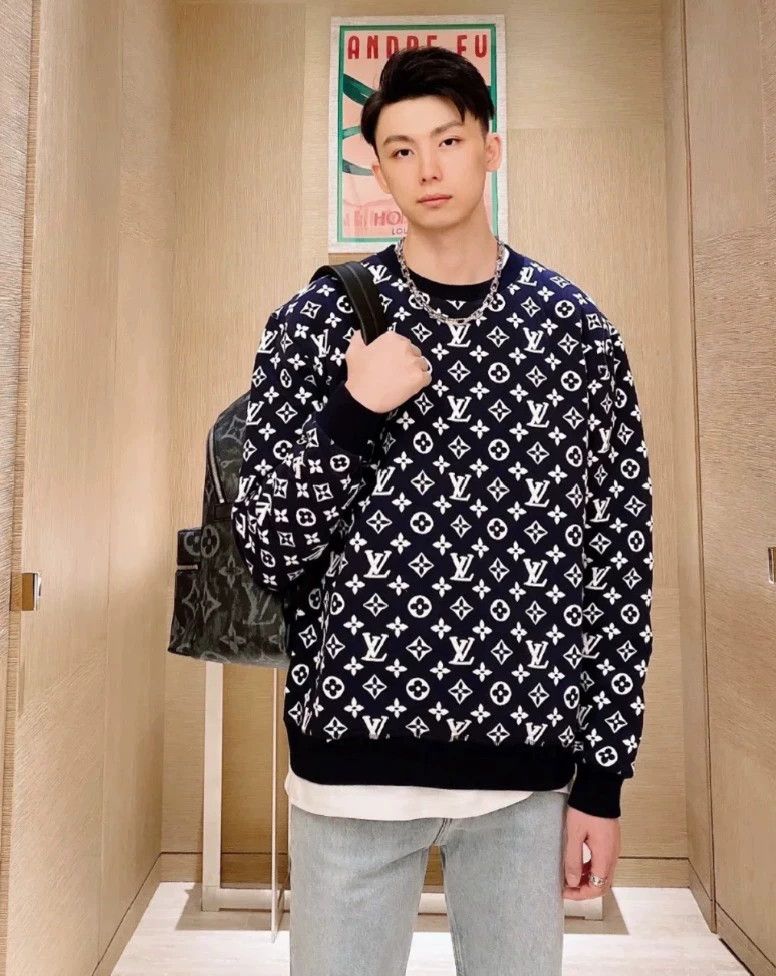 Louis Vuitton Blue Hooded Logo Print Sweatshirt Size US XL / EU 56 / 4 - 8 Thumbnail