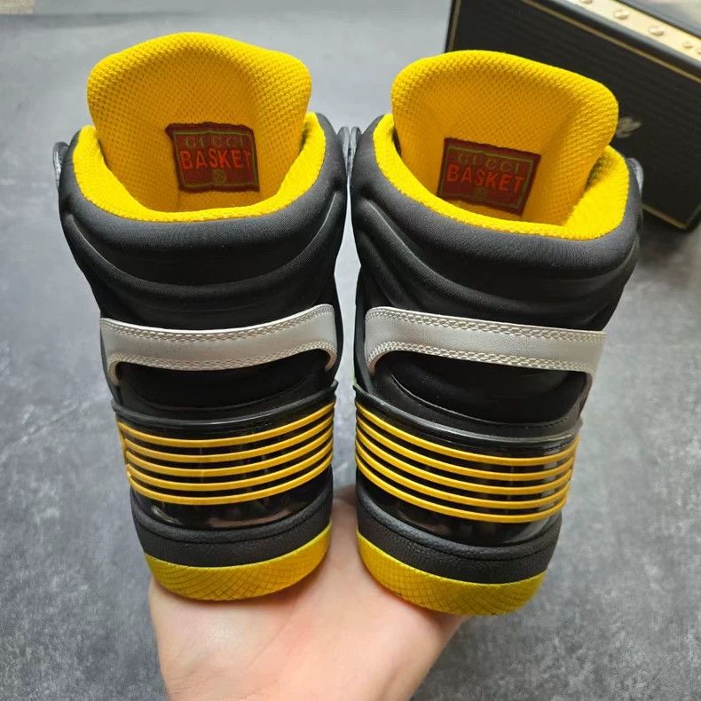 Gucci GUCCI Basket High-Top Sneakers Black Yellow Size US 7.5 / EU 40-41 - 6 Thumbnail