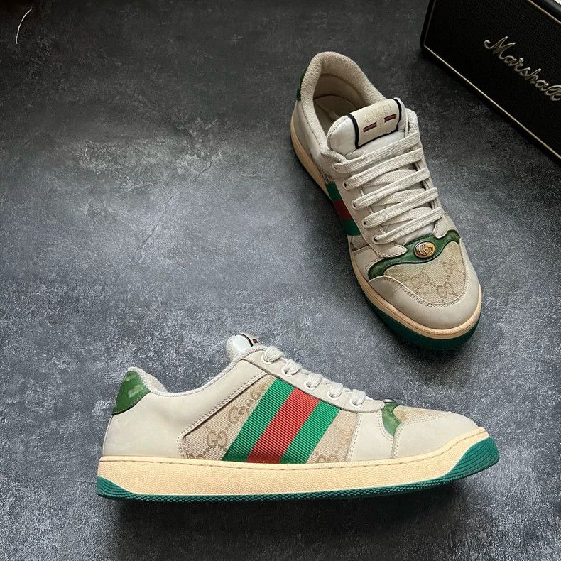 Gucci Distressed Enamel Sneakers Size 8