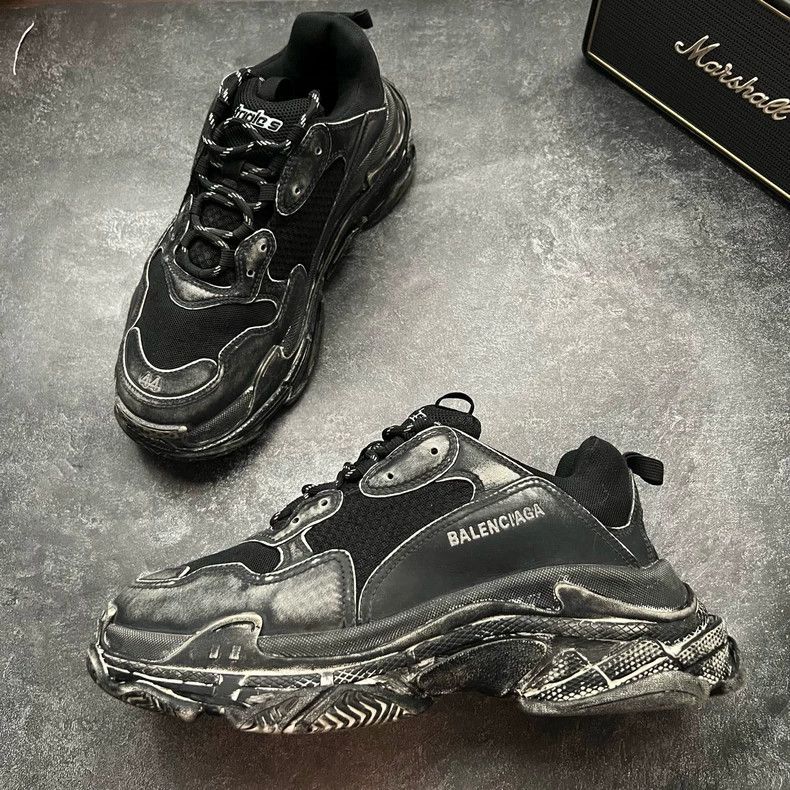 Balenciaga Balenciaga Triple S Black Gray Sneakers Size US 10 / EU 43 - 4 Thumbnail