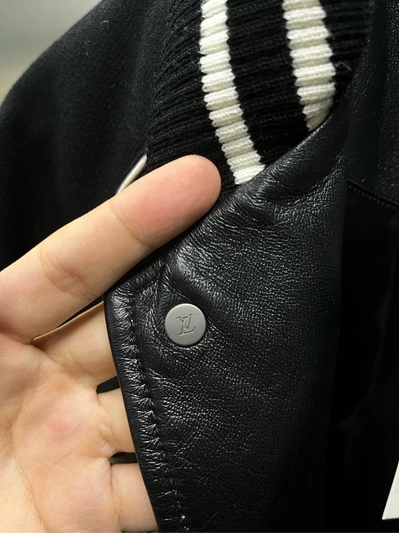 Louis Vuitton Louis Vuitton Black Leather Sleeve Baseball Jacket Size US L / EU 52-54 / 3 - 6 Thumbnail