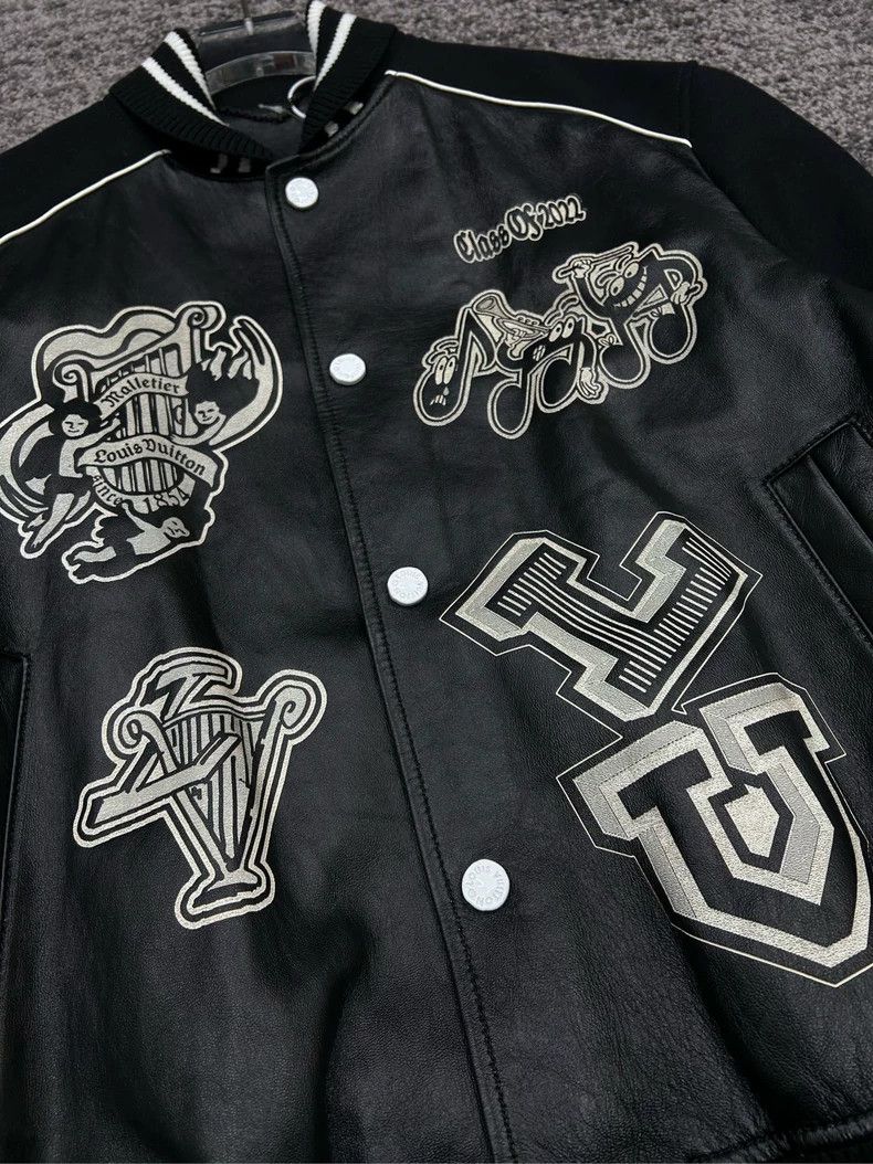 Louis Vuitton Louis Vuitton Black Leather Sleeve Baseball Jacket Size US L / EU 52-54 / 3 - 3 Thumbnail