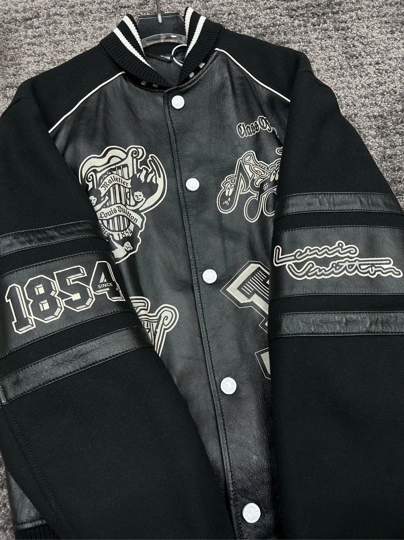 Louis Vuitton Louis Vuitton Black Leather Sleeve Baseball Jacket Size US L / EU 52-54 / 3 - 4 Thumbnail