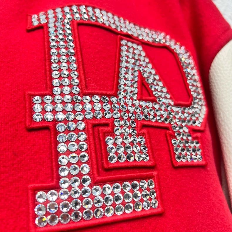 Louis Vuitton Louis Vuitton Red Baseball Jacket with Diamonds Size US L / EU 52-54 / 3 - 5 Thumbnail