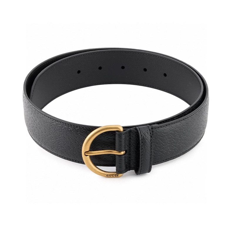 Gucci Gucci Black Leather Belt with Gold Buckle Size ONE SIZE - 5 Thumbnail