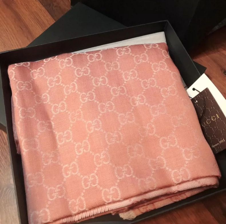 Gucci Gucci Pink Double G Print Wool Shawl Size ONE SIZE - 4 Thumbnail