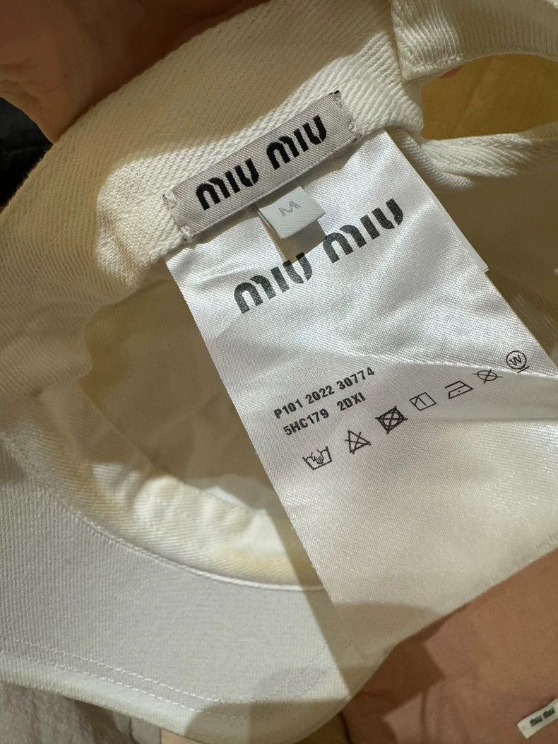 Miu Miu Miu Miu White Cap with Black Logo Size ONE SIZE - 3 Thumbnail