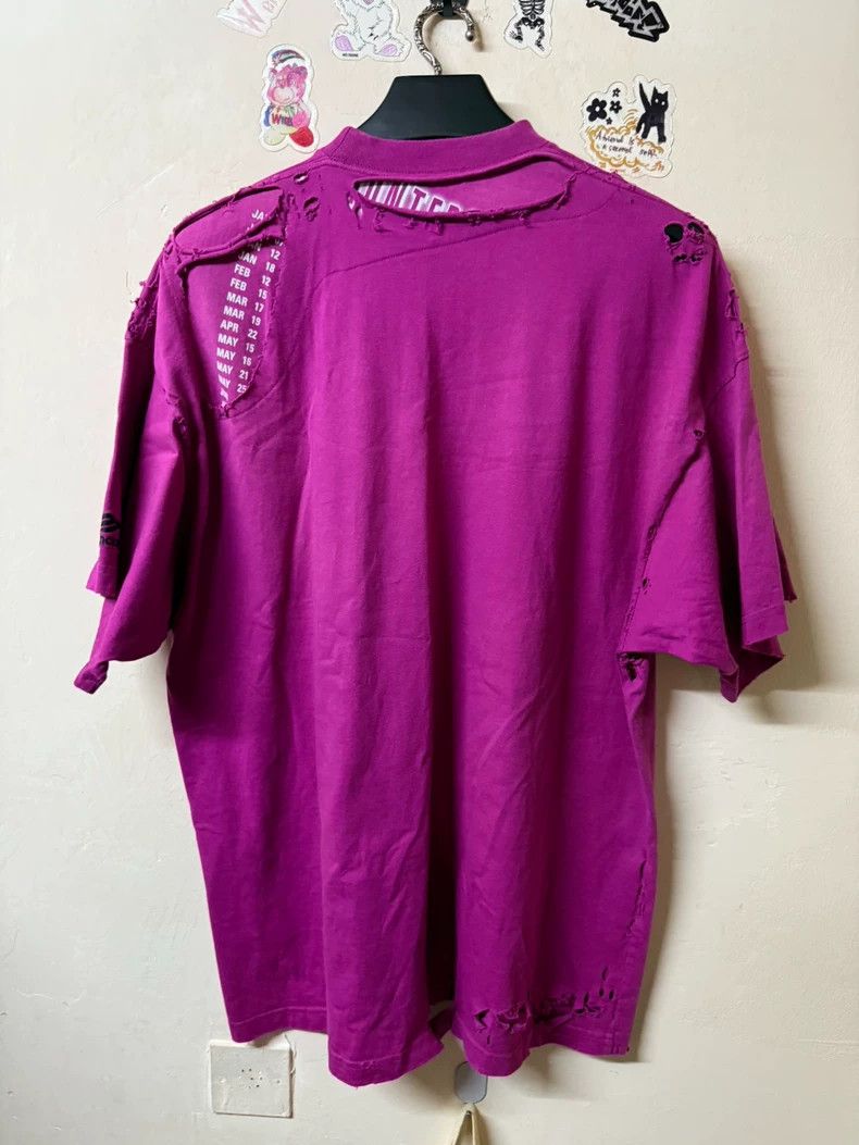 Balenciaga Balenciaga Purple Distressed Short Sleeve Shirt Size US L / EU 52-54 / 3 - 2 Thumbnail