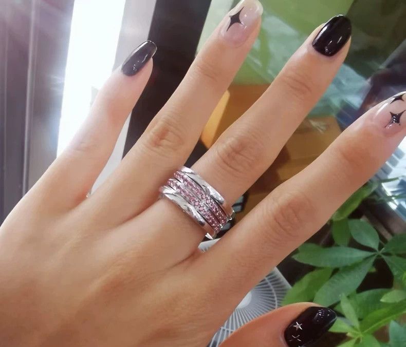 Bottega Veneta BVLGARI Platinum Garnet Spring Ring with Box Size ONE SIZE - 8 Thumbnail