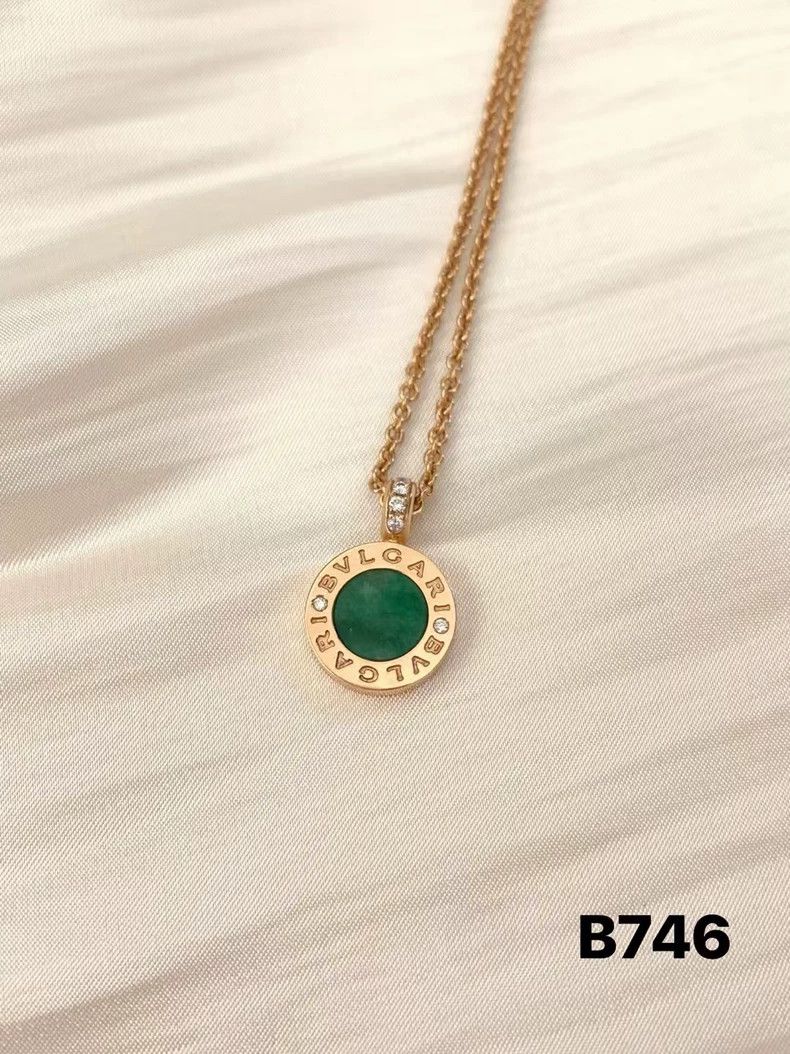 Bottega Veneta BVLGARI Emerald Rose Gold Necklace Size ONE SIZE - 2 Thumbnail