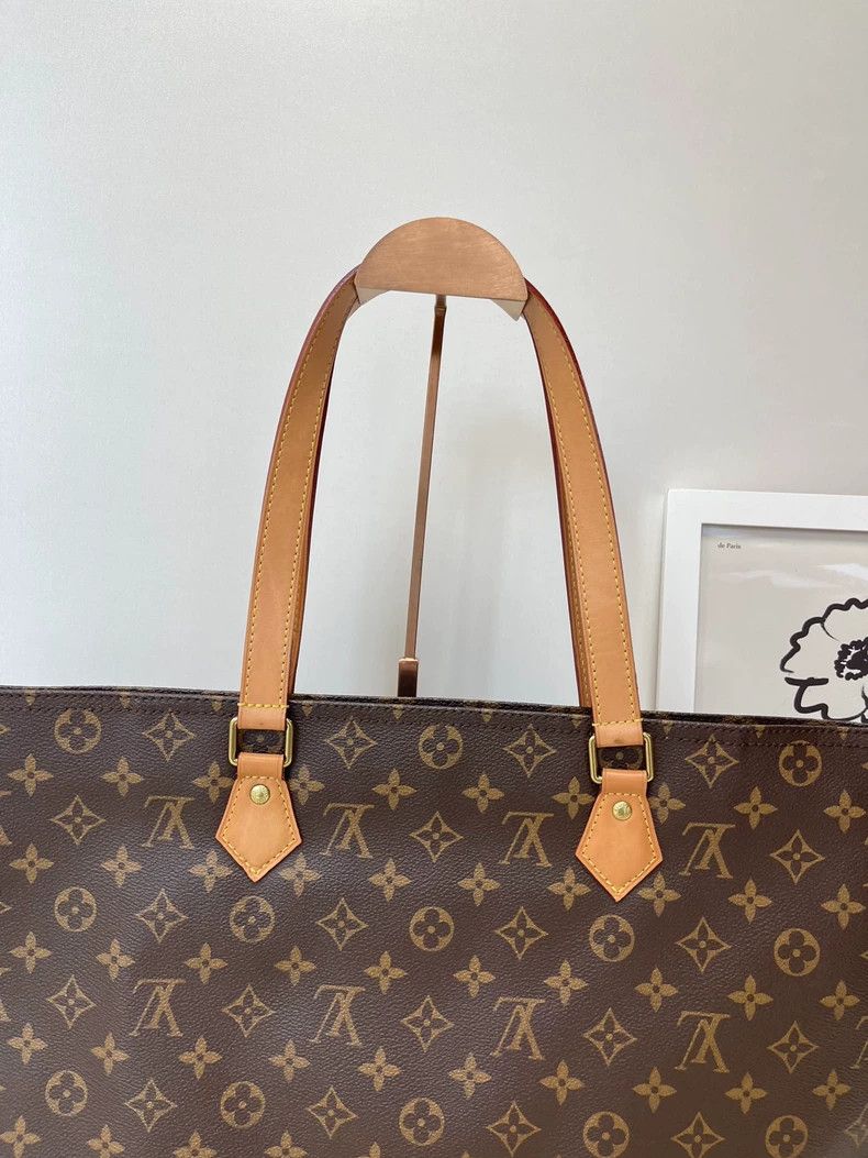 Louis Vuitton LV Monogram Tote Bag with Leather Handles Size ONE SIZE - 4 Thumbnail